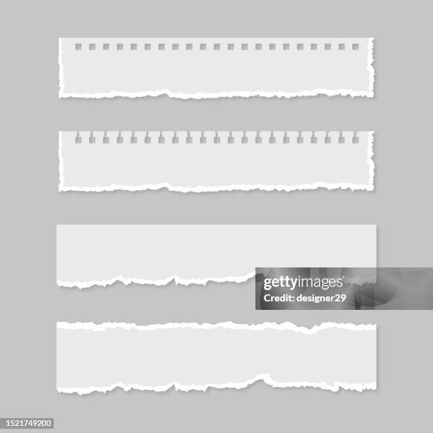 bildbanksillustrationer, clip art samt tecknat material och ikoner med torn paper set vector design on gray background. - på gränsen