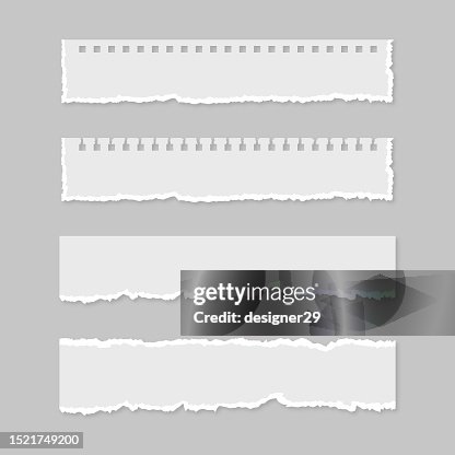 Torn Paper Set Vector Design on Gray Background. Torn Paper Set Vector Design on Gray Background.