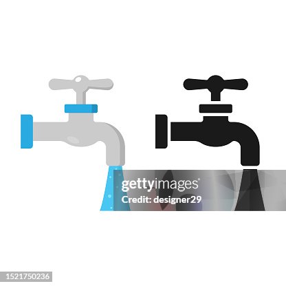Water Faucet Icon Vector Design on White Background. Water Faucet Icon Vector Design on White Background.
