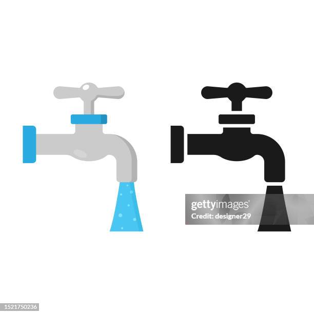 water faucet icon vector design on white background. - water valve 幅插畫檔、美工圖案、卡通及圖標