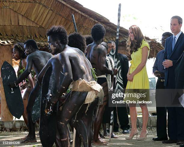 Catherine, Duchess of Cambridge and Prince William, Duke of Cambridge visit a cultural village on their Diamond Jubilee tour of the Far East on...