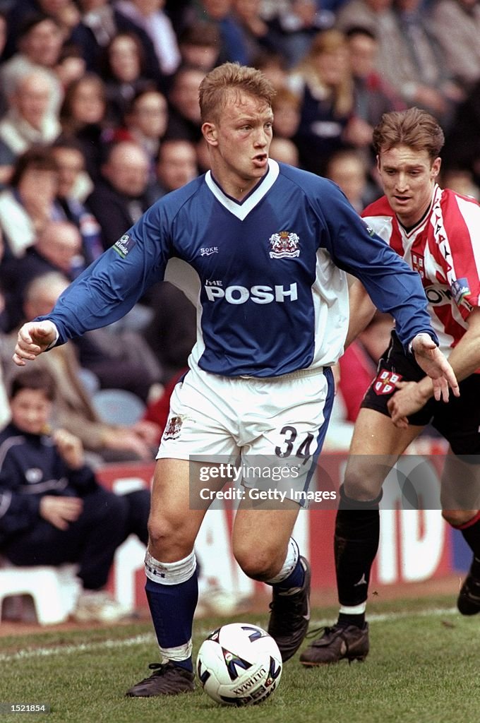 Simon Rea of Peterborough on the ball during the Nationwide League ...