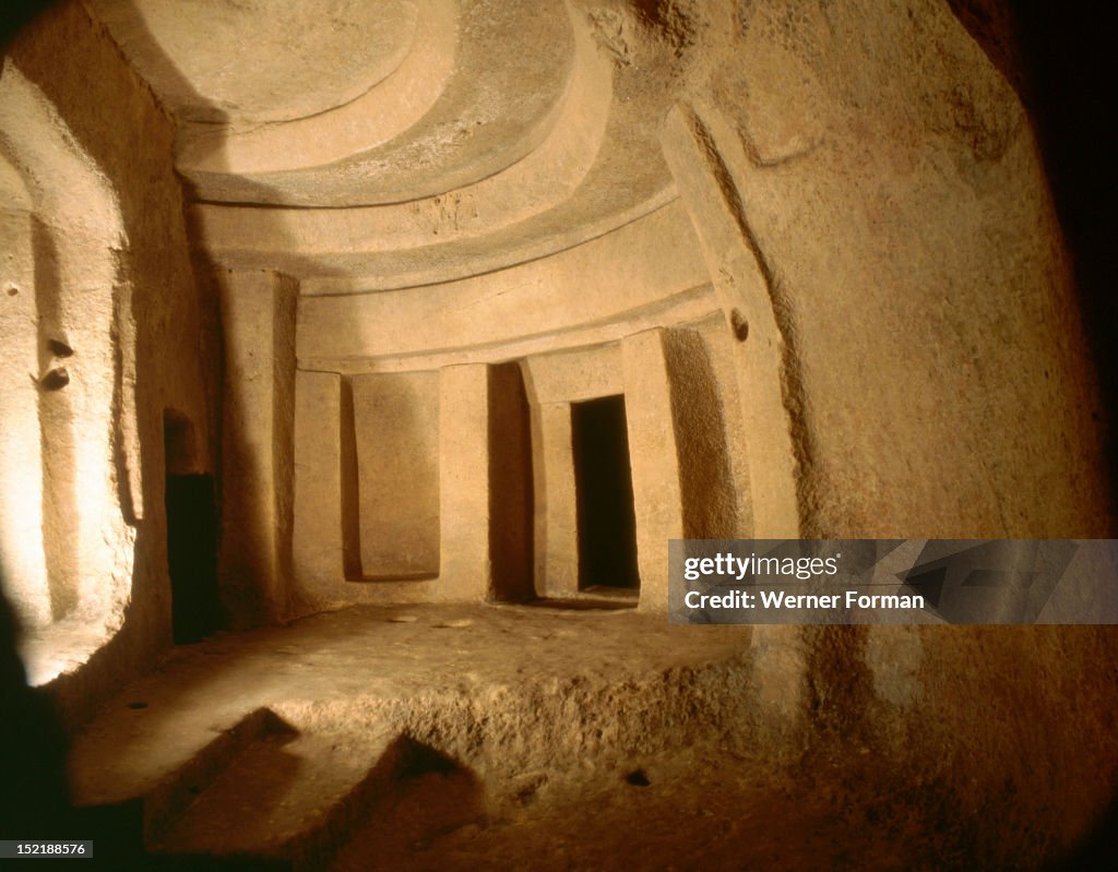 View of the Hal Saflieni "Hypogeum", a hewn rock structure used as a cemetery