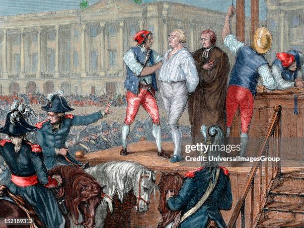 French Revolution, Execution of King Louis XVI on January 21 Colored engraving.
