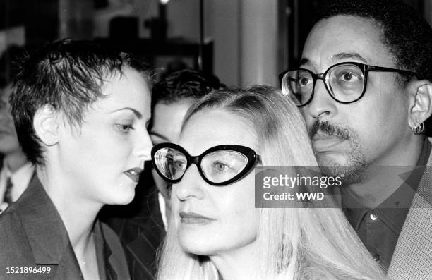 Lori Petty, Pamela Koslow, and Gregory Hines attend an event at Sony Plaza in New York City on November 10, 1993.