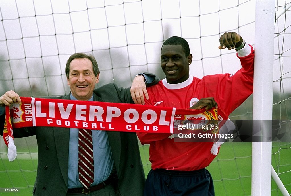 Emile Heskey with Liverpool manager Gerard Houllier
