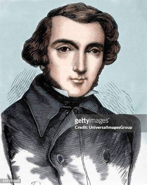 Tocqueville, Alexis Henri Clrete, Earl of , French writer and politician, The nineteenth century colored engraving.