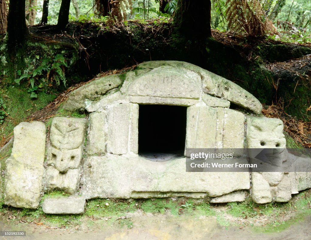 A rare example of a stone built storehouse, excavated from the village of Te Wairoa, which was buried by the eruption of the volcano Mt