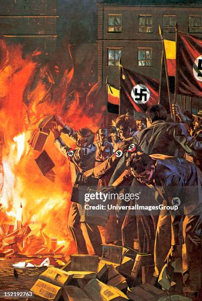 Nazism, Burning of books unrelated with the regime, Drawing.