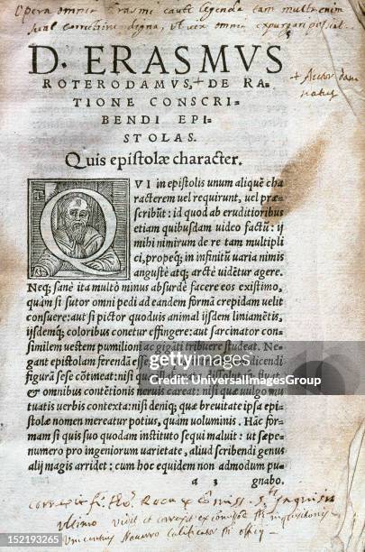 Desiderius Erasmus Roterodamus , Dutch Renaissance humanist and a Catholic Christian theologian, Ratione Conscribendi Epistles, First page, Edition...