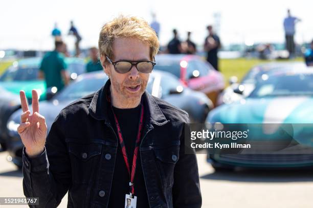 Producer of the new Formula 1 movie Jerry Bruckheimer greets F1 fans during practice ahead of the F1 Grand Prix of Great Britain at Silverstone...