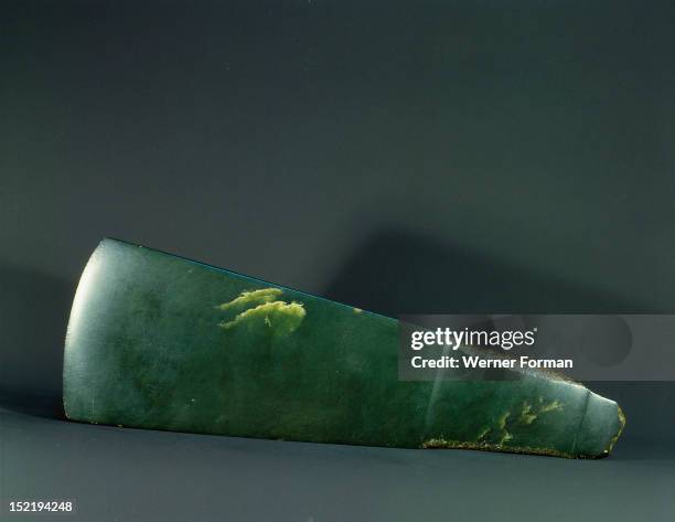 The blade of a tokipoutangata, a ceremonial chiefs adze, used to invoke the gods while making the first chips of a canoe or house carving, The adze...