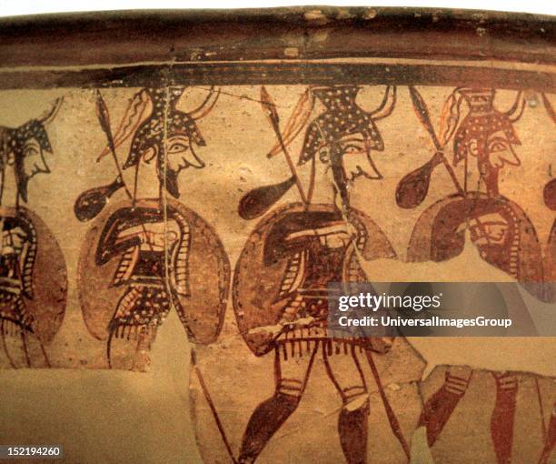 Krater of the Warriors Detail, Dated between 1200-1100 B.C, Mycenae, National Archaeological Museum, Athens, Greece.