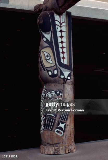 Front house posts in the form of sea lion, It was used to support the main beam of the house. Now in the Museum of Anthropology, University of...