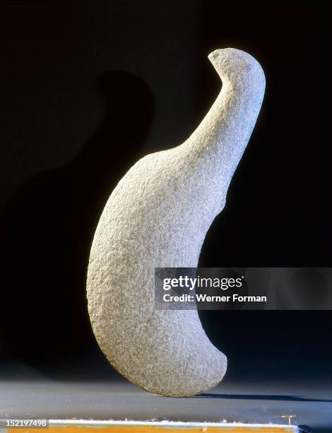 Bird shaped stone okewa club from the Chatham Islands, The Moriori people of the Chathams retained a variety of archaic Maori culture long after it...