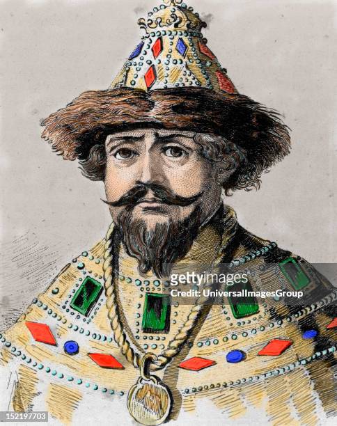 Michael I , , Tsar of Russia from 1613 to 1645, First of the Romanov dynasty, The nineteenth century colored engraving.