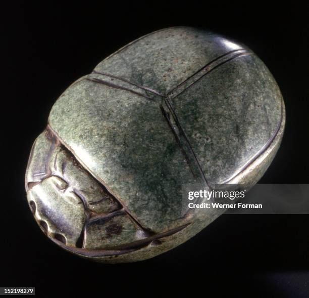 Heart scarab inscribed for Hat, with a text from chapter 30 of the Book of the Dead, Heart scarabs were wrapped in the mummy bandages to ensure that...