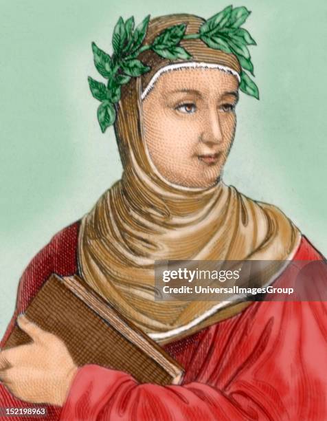 Boccaccio, Giovanni , Italian writer, Colored engraving.