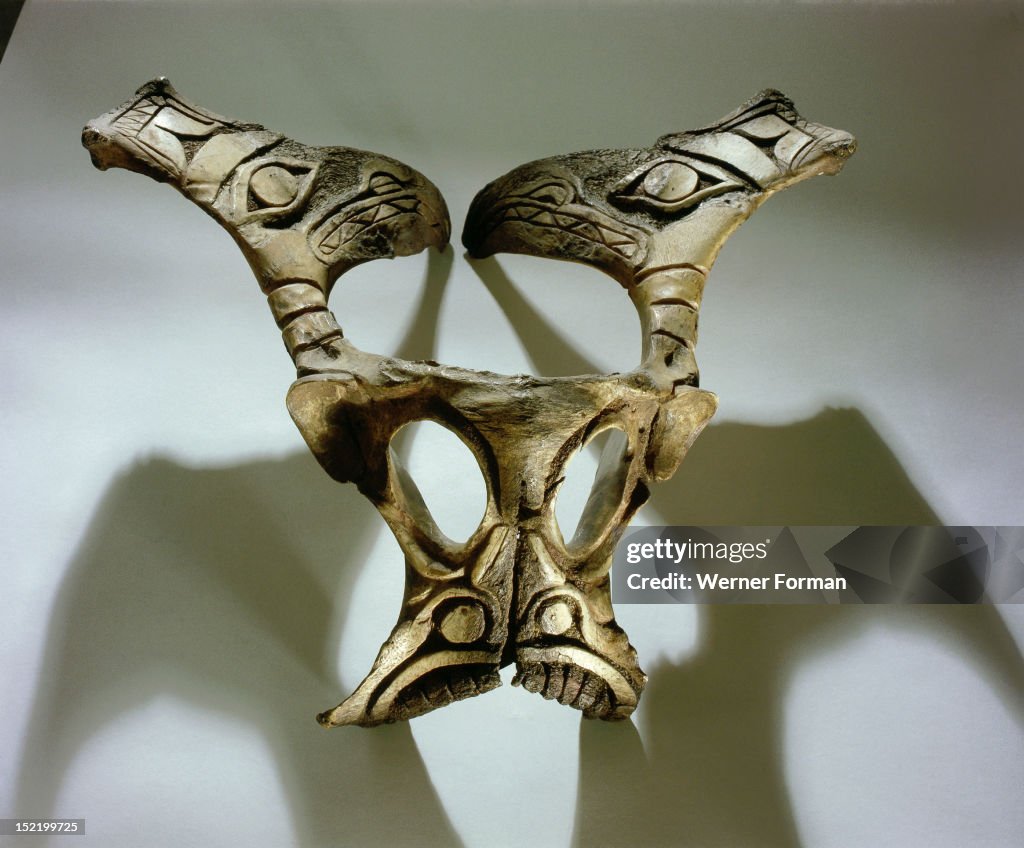 An animal vertebra carved with zoomorphic designs, Northwest Coast of ...