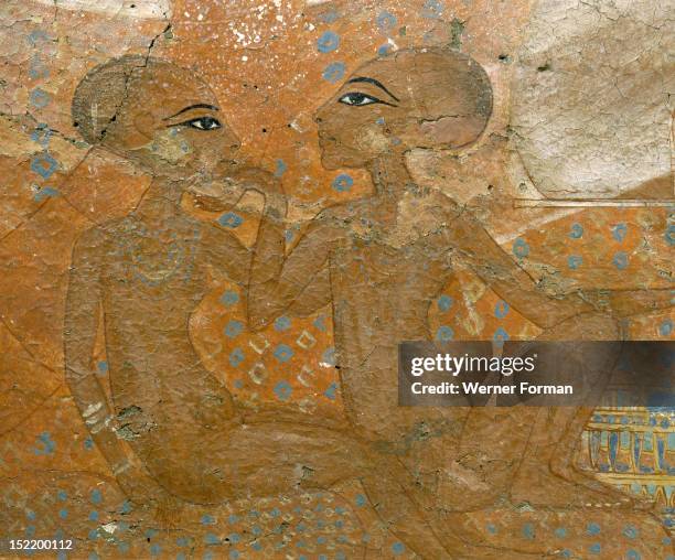 The Princesses fresco, daughters of Akhenaten, Egypt. Culture Ancient Egyptian Amarna 1353 1335 BC.