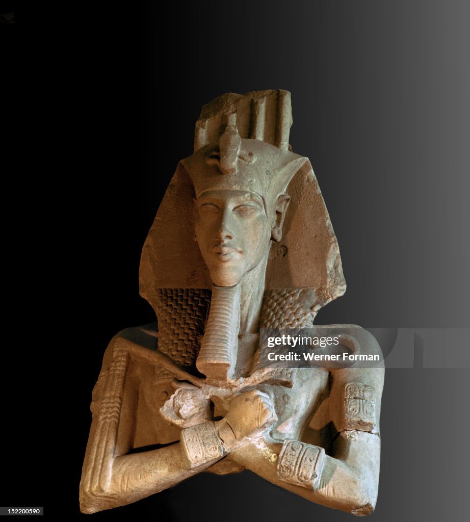 Bust from a colossal statue of Akhenaten, one of a series depicting the king in various guises erected at the new solar temple of Aten constructed by the king at Karnak early in his reign