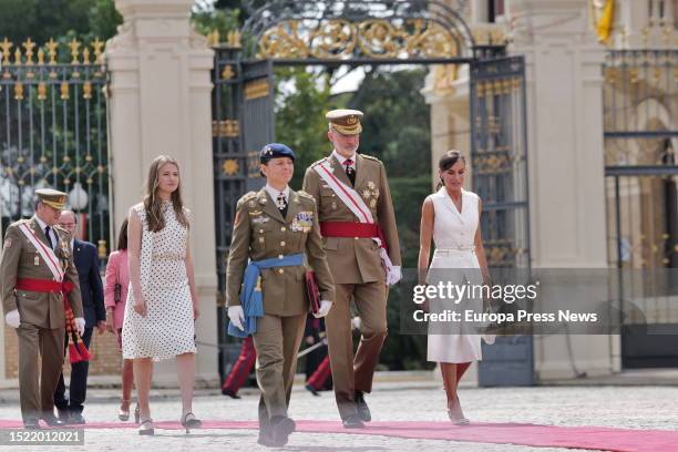 Princess Leonor, King Felipe VI and Queen Letizia during the ceremony of delivery of Royal Dispatches and appointments of the new officers of the...