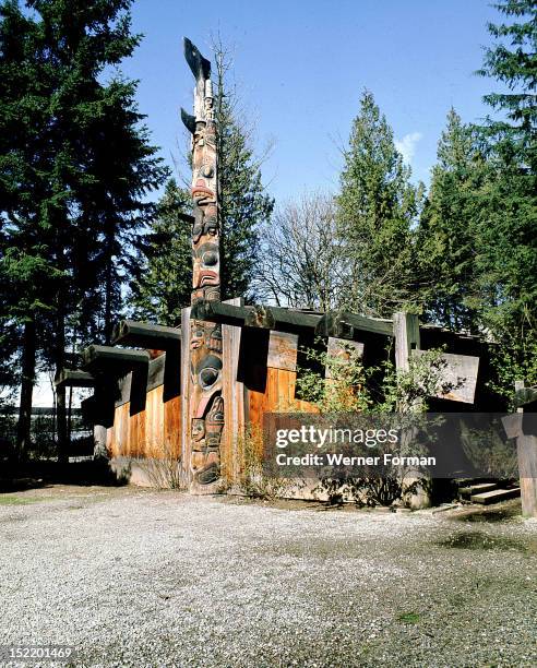 Reconstruction of a Haida Indian Longhouse, It was previously on Queen Charlotte Island. Northwest Coast of America. Haida Indian. British Columbia,...