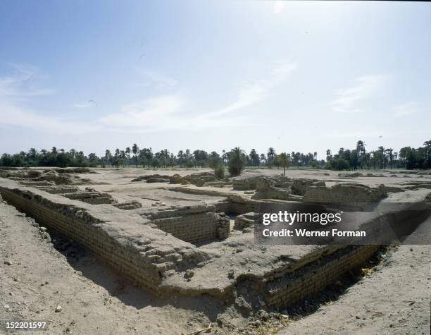 View of the of the sunken garden of the northern section of the Harem Quarter of the Great Palace at Amarna, The ancient city of el-Amarna was the...