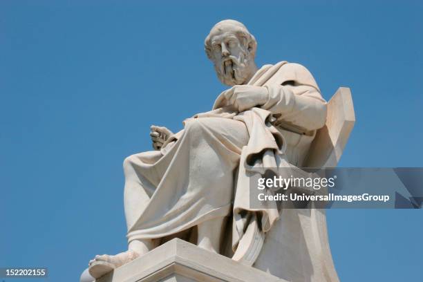 Aristotle , Classical Greek Philosopher, A student of Plato and teacher of Alexander the Great, Statue of Aristotle at the Athens Academy, Athens,...