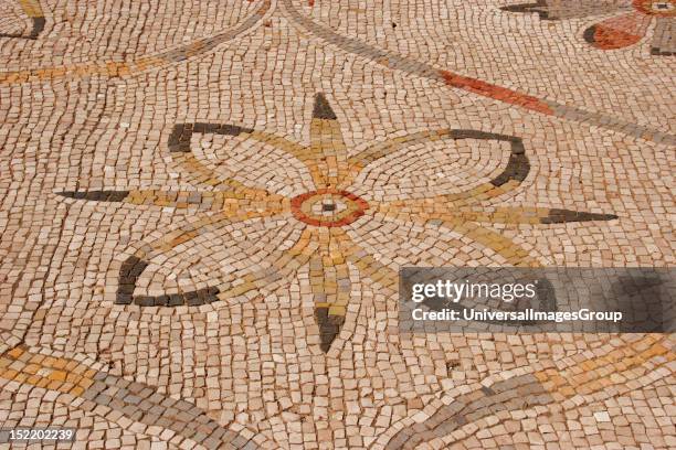 Roman mosaic, Floral decoration, Detail, Ostia Antica, Italy.