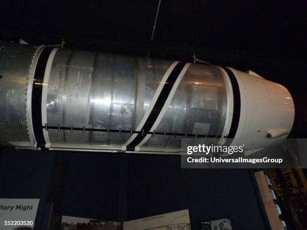 Replica of the rocket that launched Sputnik 1 into space. Sputnik 1 was launched into the orbit around the earth on October 4th 1957. It was the...