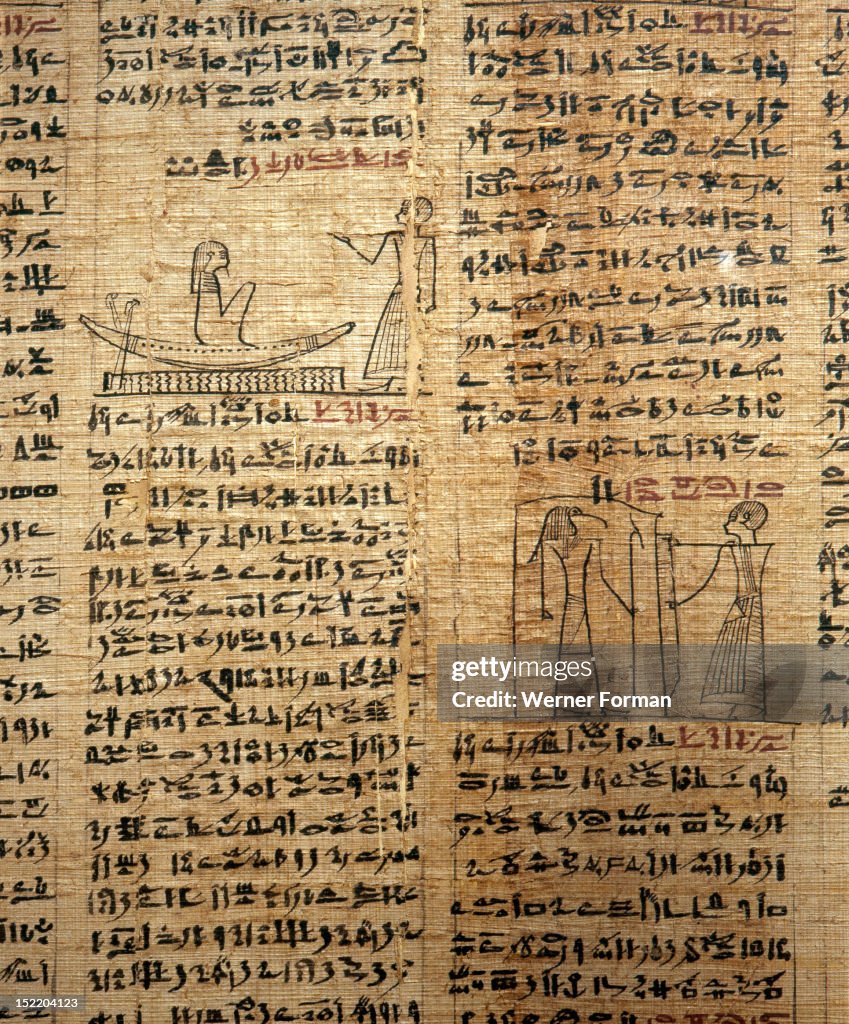 A fragment of a funerary papyrus of Kahapa with text from the Book of the Dead in hieratic script