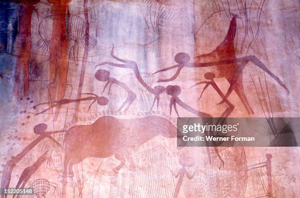 Later Stone Age rock painting interpreted by recent scholars as recording a shamanistic trance dance known as simbo, When the potency generated is...