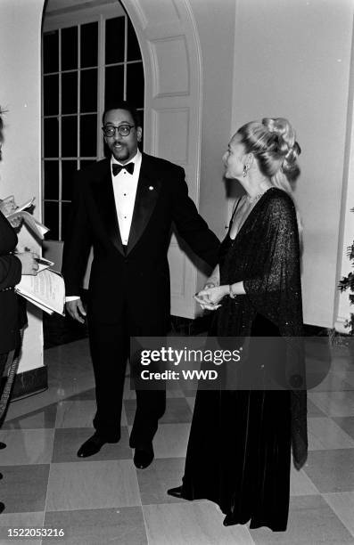 Gregory Hines and Pamela Koslow attend an event at the White House in Washington, D.C., on November 23, 1993.