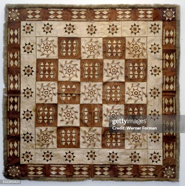 Decorated rug made of animal skin squares, Eskimo.