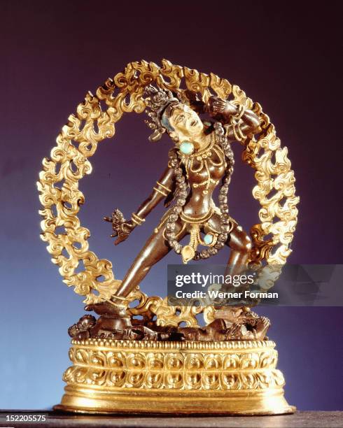 Statue of Naro Dakini, also known as Sarvabuddhadakini, The Dakini of all Buddhas, She is depicted as a young goddess surrounded by flames and...