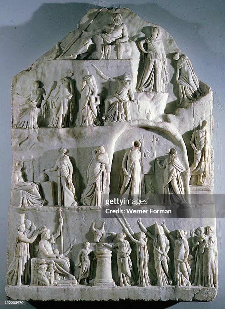 An allegorical representation of The Apotheosis of Homer, signed by a sculptor from Priene, a Greek town in Asia Minor