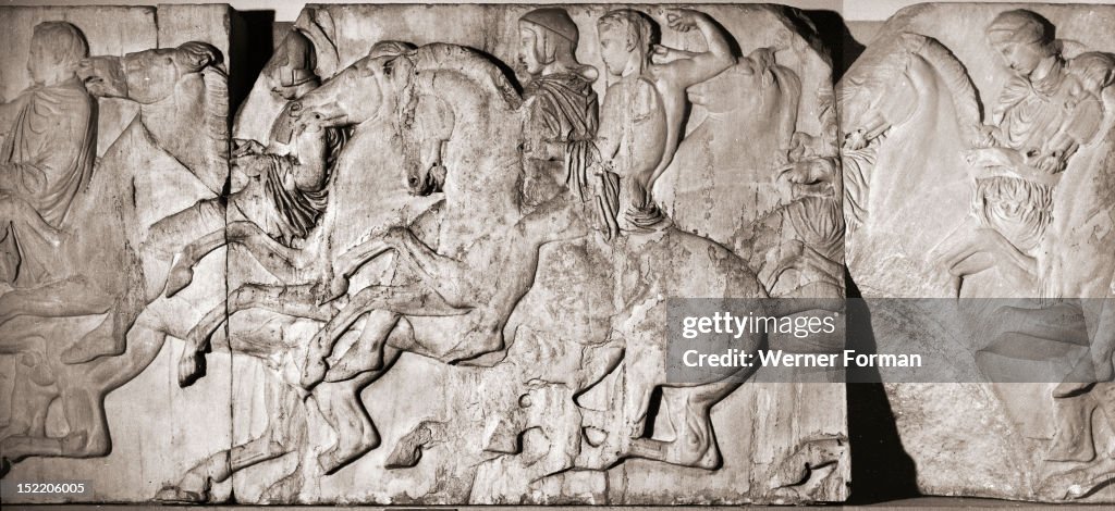 Riders and galloping horses from the north frieze of the Parthenon