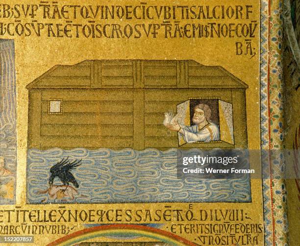 One of a number of mosaics in the Basilica of San Marco, Venice depicting scenes from the Old Testament, This scene shows Noah releasing the dove...