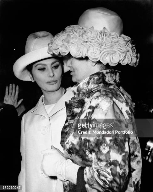 Italian actress Sophia Loren with her mother Romilda Villani attending the wedding of her sister, Maria Scicolone. Predappio, 3rd March 1962