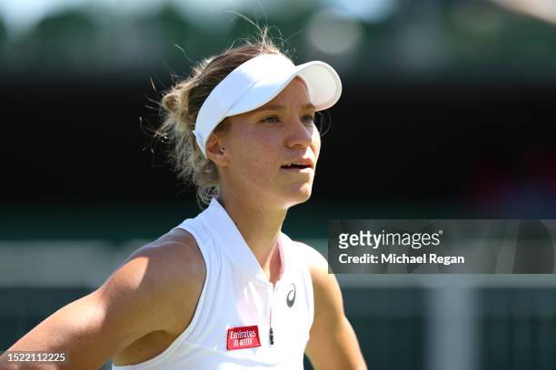 Viktorija Golubic of Switzerland looks on against Madison Keys of United States in the Women's Singles second round match during day five of The...
