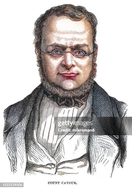 portrait of camillo paolo filippo giulio benso, count of cavour, isolabella and leri - former prime minister of italy - prime minister stock pictures, royalty-free photos & images