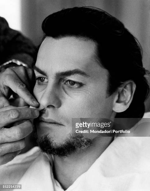 Austrian actor Helmut Berger in the make up room for an ageing make up. He will play King Ludwig II of Bavaria in the film 'Ludwig'. Feldafing, 1972