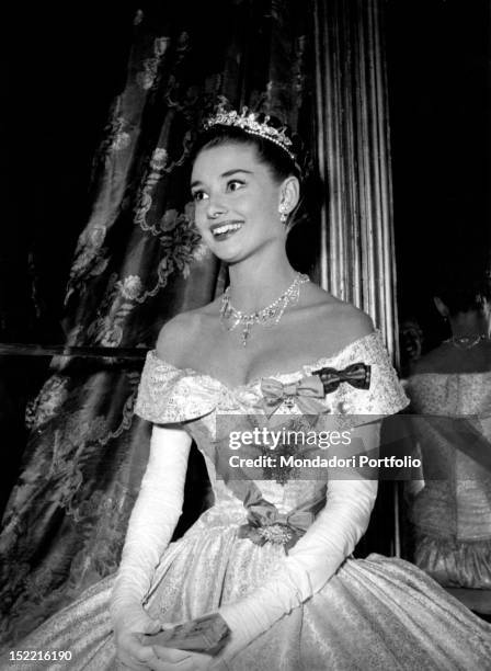Audrey Hepburn plays the beautiful Princess Ann in the film 'Roman Holiday'. Rome, Italy 1953.