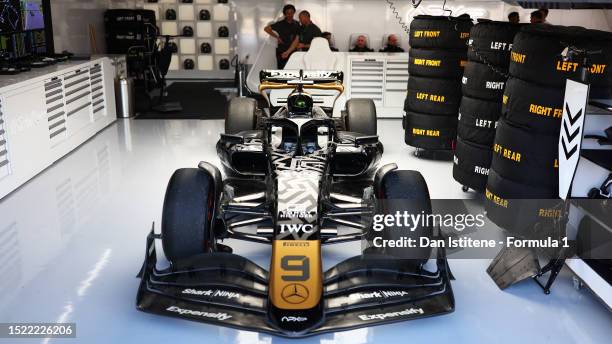 View of the Apex car from outside the garage of Joshua Pearce, fictional driver to be portrayed by Damson Idris in the upcoming Formula One based...