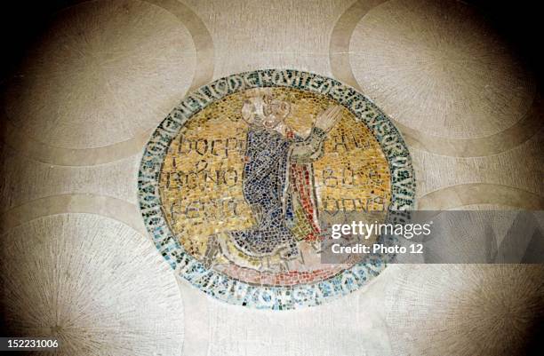 Mosaic of the Cathedral Basilica of Saint Denis representing the Abbot Suger, French statesman and clergyman, friend of Louis VI of France.