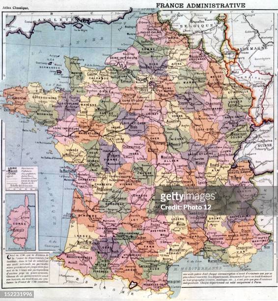 Carte de France minus the amputated 'departements' of Alsace and Lorraine .