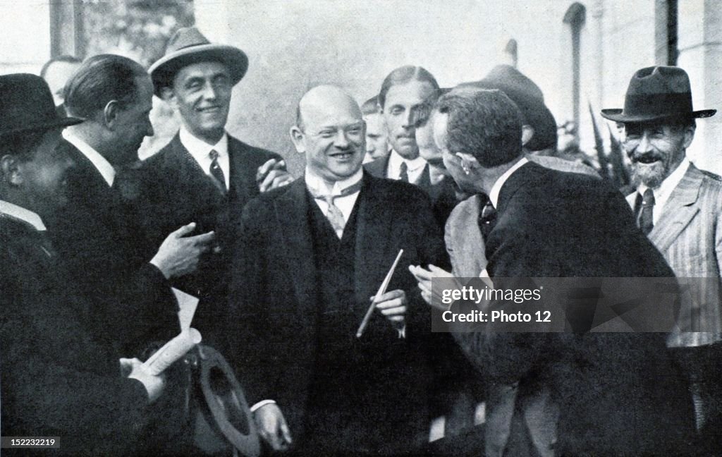 Switzerland, October 16, 1925, Locarno conference, where the representatives of seven governments signed a series of arbitration treaties and agreements, Exit of the German delegation, led by Mr, Streseman.