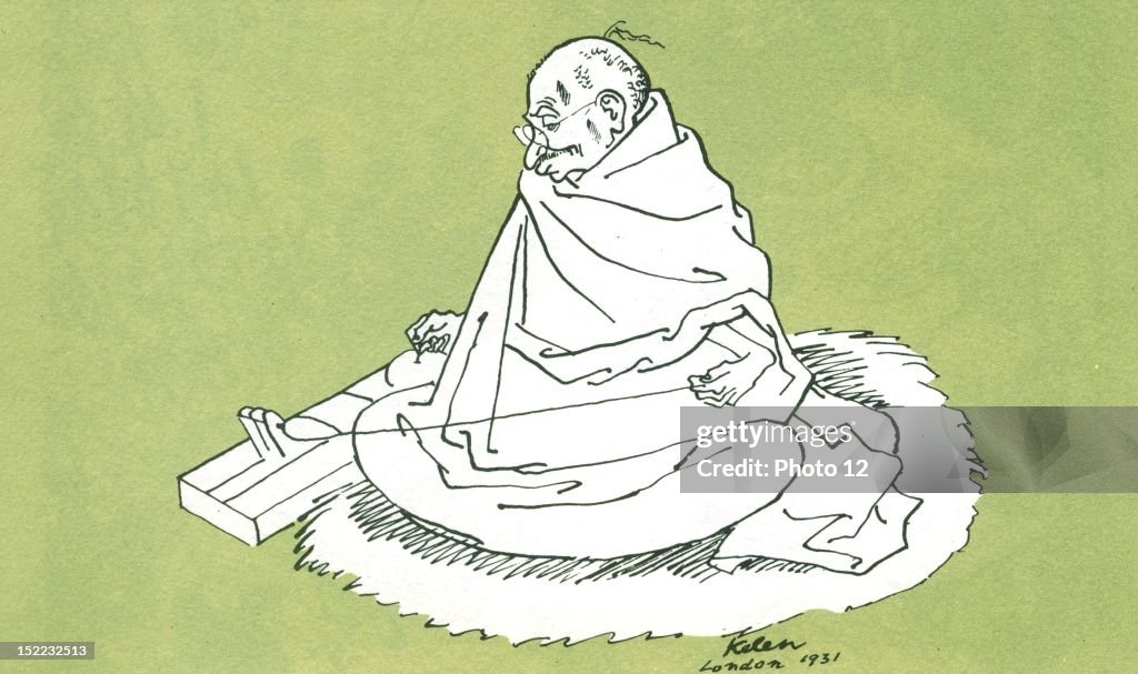 Cartoon by Kelen, Mahatma Gandhi. News Photo - Getty Images