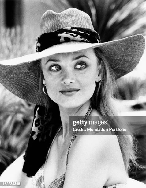 Portrait of the German-born Italian actress Barbara Bouchet . Cannes, 1970s